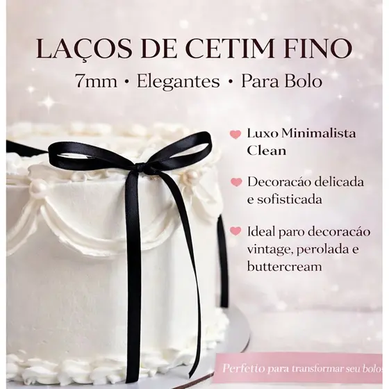 Laços de Cetim Para Decoração de Bolo Topo Vintage Festa (Apenas Laços)