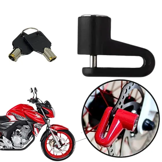 Trava de disco Cadeado Anti furto para Moto e Bicicleta Modelo universal para Freios a Disco