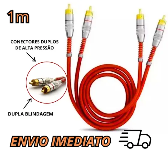 Cabo Rca 1 Metro Dupla Blindagem Tech One  5mm Vermelho/Azul