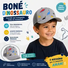 Boné infantil Menino Telinha Dinossauro Truck Estampado 1 a 5 anos
