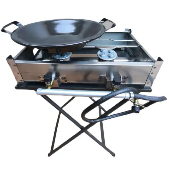 Fogão Fogareiro Inox 2 Boca A Gás Chapa Tacho Pasteleiro E Mesa