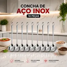 Kit 10/5/3 Mini Conchas Pequenas 16 Cm em Aço Inox Molho Calda Farofa Sobremesa Sorveteria