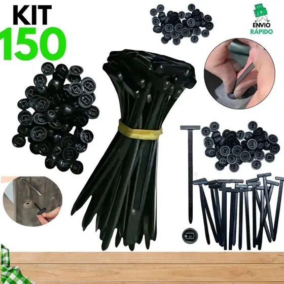 Kit Abraçadeira Nylon Enforca Gato Cinta Plastica Universal Presilhas  Tipo T Automotivas