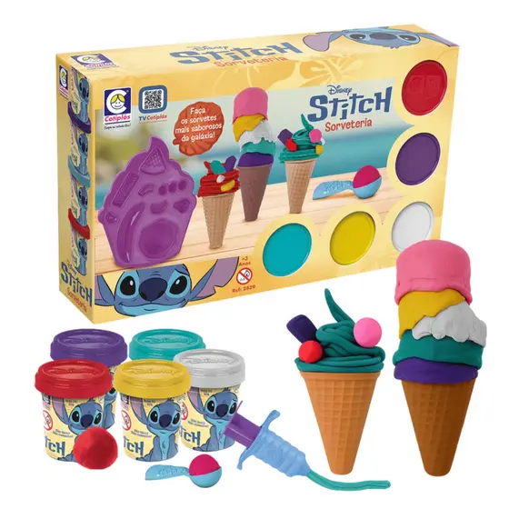 Brinquedo Kit Massinha de Modelar Brincadeiras  do Stitch e Sorveteria