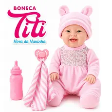 Boneca Titi Com Mamadeira e Chupeta Hora Da Naninha infantil Realista - Bambola