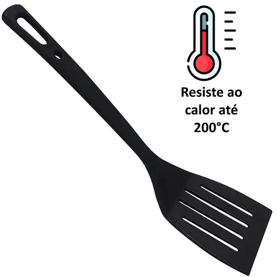 Espátula Chapeiro Fritura de Nylon (Para Alta Temperatura) Suporta Até 200°