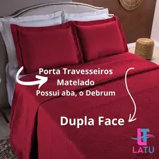 Colcha Cobre Leito - Dupla Face 3 Peças  - Casal Padrão - Com Porta Travesseiros Debrum Matelado