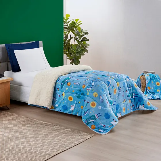Coberdrom Solteiro Bouti Kids Cobertor Com Sherpa Estampado 1 Peça Infantil Toque Super Macio
