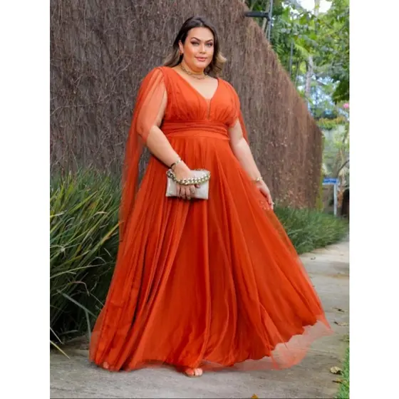 Vestido SOPHIA CAPA festa longo madrinha debutante formatura casamento com brilho Plus Size