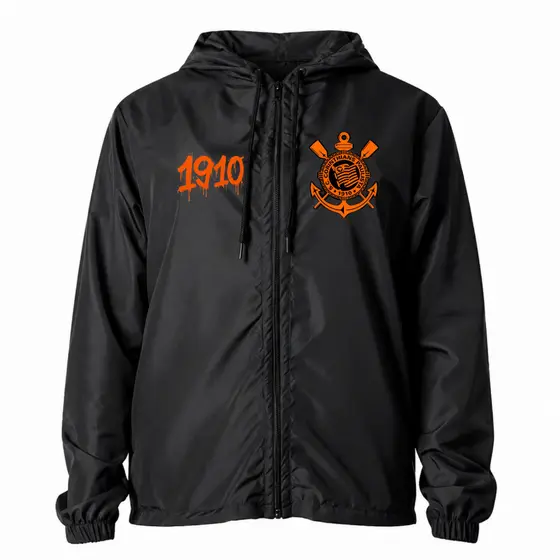 Jaqueta Corta Vento ESTAMPADO Corinthians Unissex 1910 Com Capuz Promoção Times futebol Gaviões da fiel torcida Blusa
