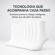 Kit Com18 Pares De Meias Branca Masculina Cano Alto Longo Esporte Confortável Macia