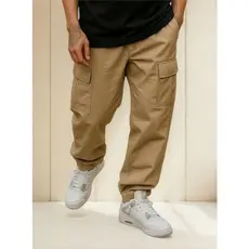 CALÇAS CARGO PRETA/ BEGE MASCULINA LARGA 6 BOLSOS UNISSEX SKATE SARJA ALGODÃO DO P AO GG