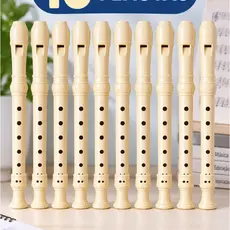 Kit Com 10 Flauta Doce Resina Soprano Modelo Germanica Estudo Com Vareta De Limpeza