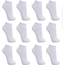 Kit 12 Pares Meias Brancas Soquete Unissex Cano Curto Confortável Macia Caminhada Esporte Trabalho Dia a Dia 40 ao 46