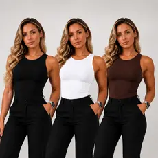 Kit 2 Regata Blusa Feminina em Suplex P ao GG