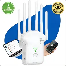 Repetidor De Sinal Wi-fi Roteador Wireless Inv Tech 6 Antenas Longo Alcance Internet Wifi Potente Fácil Instalação