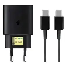 Carregador Para Samsung Turbo 45w S22 S23 S24 Plus S24 Ultra Preto
