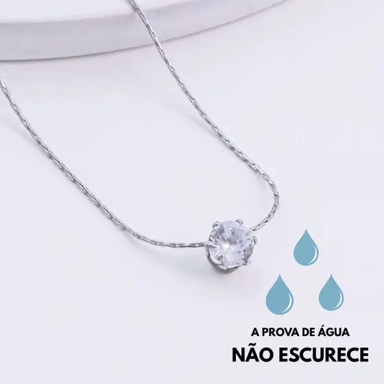 Colar Ponto de Luz Extra Fino Feminino Aço Inoxidável Antialérgico Elegante Delicado Moderno Luxo