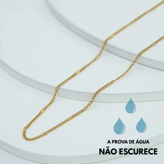 Colar Feminino Dourado Bolinhas Chapeadas Aço Inoxidavel Joia Gargantilha Tendencia Minimalista Luxo