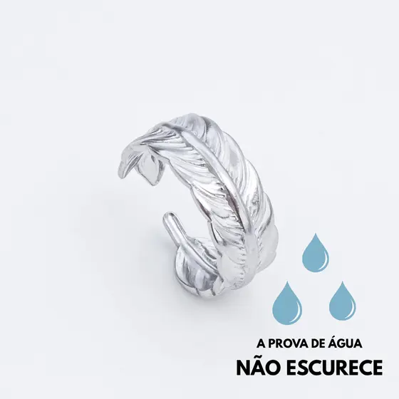 ANEL REGULÁVEL FOLHA CHAPA AÇO INOXIDÁVEL ANTIALÉRGICO SEMIJOIA FEMININO LUXO PREMIUM MODA