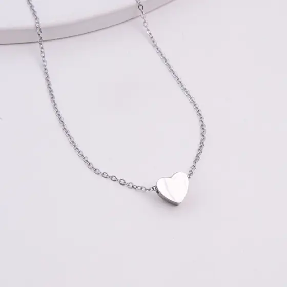 COLAR CORAÇÃO 3D FURO AÇO INOXIDÁVEL PRATA ANTIALÉRGICO PINGENTE CORRENTE FEMININA LUXO MODA