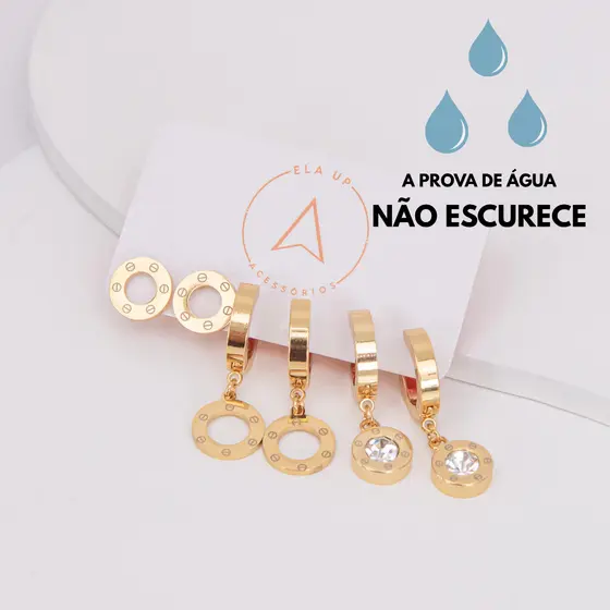 Kit Brincos Dourados Inspiração Aço Inoxidável Feminino Minimalista Joia Elegante Moda Novo