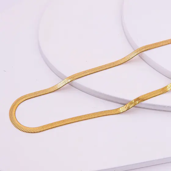 Colar Dourado Fita 4mm Tradicional Aço Inoxidável Feminino Minimalista Joia Casual Elegante