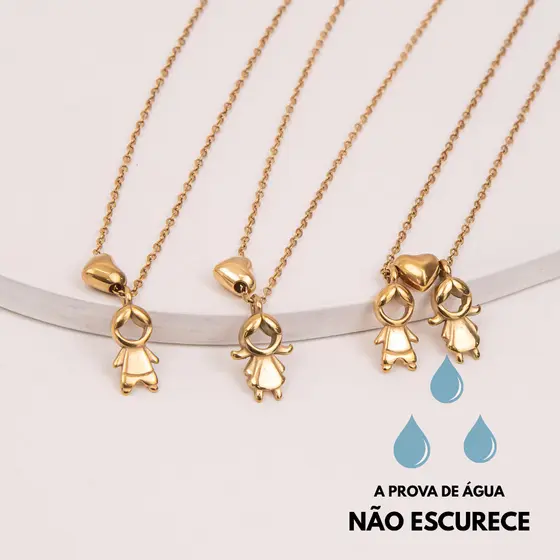 Joia Colar Dourado Kids Aço Inoxidável Fina Elegante Brilhante Acessório Resistente Design Novo