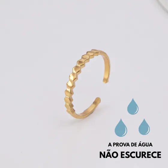 Anel Dourado Regulável Geometric Aço Inoxidável Feminino Minimalista Joia Antialérgica Elegante Moda