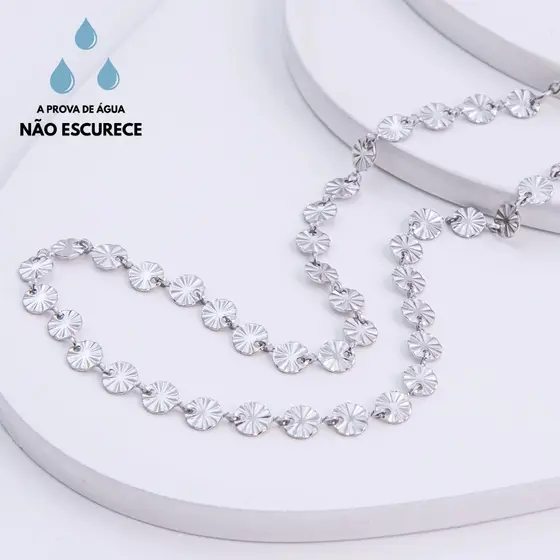 Colar Choker Círculos 3D Aço Inoxidável Feminino Delicado Joia Elegante Minimalista Luxo Versátil