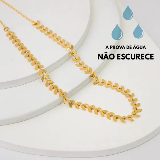 Colar Aço Inoxidável Dourado Choker Setas Feminino Antialérgico Presente Luxo Tendência Casual