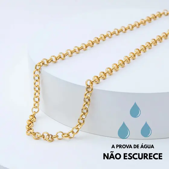 Colar Dourado Elo Português 4mm Aço Inoxidável Feminino Minimalista Joia Antialérgica Elegante