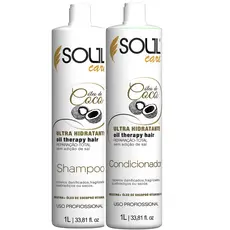 Kit Shampoo e Condicionador Hidratação com Óleo de Coco, Queratina e D-Pantenol 1 Litro