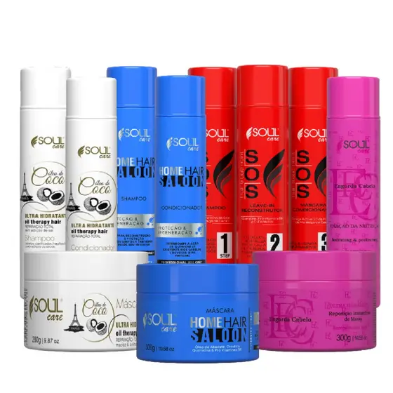 Kit 4 Máscaras Cronograma Capilar Hidratação Nutrição e Reconstrução SOS Encorpa Cabelo