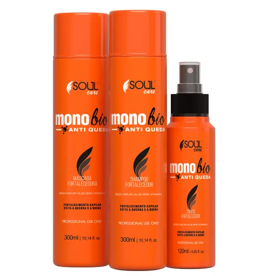 Kit Tônico + Shampoo + Máscara Monobio Biotina Crescimento Capilar Óleo de Rícino Encorpa Cabelo