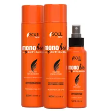 Kit Tônico + Shampoo + Máscara Monobio Biotina Crescimento Capilar Óleo de Rícino Encorpa Cabelo
