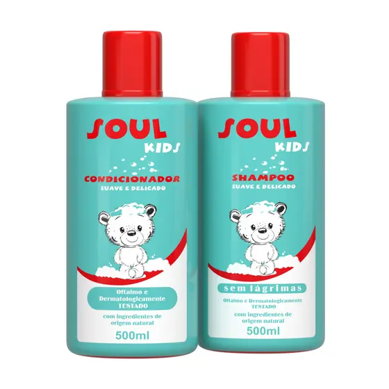 Kit Infantil Soul Kids Shampoo + Condicionador Sem Lágrimas Ph Balanceado 500ml