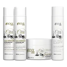 Kit Hidratação Profunda Soul Care | Óleo de Coco Shampoo + Condicionador + Máscara + Creme