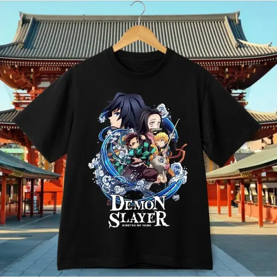 camiseta Damon Slayer T-shirt basica Infantil, Adolecente e Adulto Blusa 100 Algodão Anime Mangá Kimetsu no Yaiba