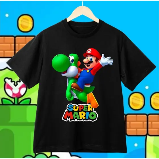 Camiseta Infantil Super Mario Gamer Geek/Estampa/Algodão Premiun