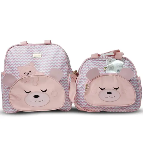Kit Sacola Mochila Maternidade Frasqueira Ursão Mave Baby