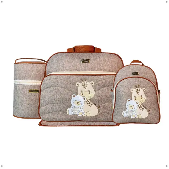 Kit Bolsa Maternidade Porta Mamadeira Térmico Trocador Mave