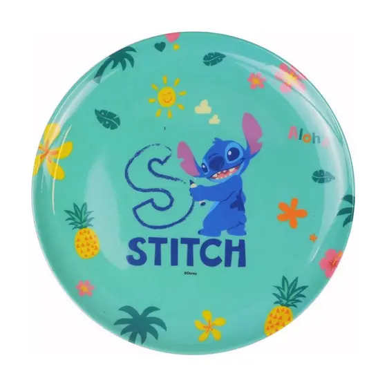 Prato Raso Refeição Infantil Disney Stitch Melamine 20cm