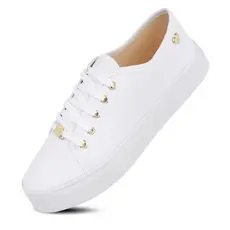 Tênis Feminino Ping Coração Casual Confortável Branco