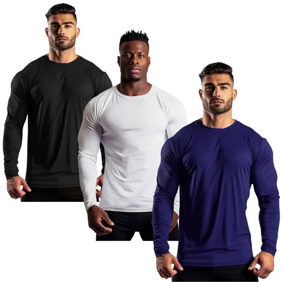 Kit 3 Camisetas Segunda Pele Manga Longa Tecnologia Dry Anti Odor Anti Suor Termica Corrida Bike EPI Blusa Vida Loca Top
