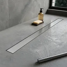 Ralo Linear Oculto Invisível 5cm com Grelha em Inox e Caixa Coletora Sifonada 50cm 70cm 80cm 90cm
