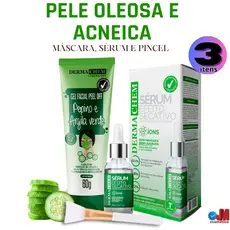 Skin Care Máscara de Pepino e Argila, Sérum Antioleosidade e Espatula de Silicone