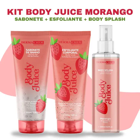 Kit Corporal Body Juice Morango 3 ITENS 🍓 (Sabonete, Esfoliante e body splash)