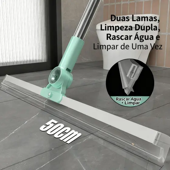 Rodo de Silicone Mágico Multifuncional 2 em 1 para Banheiro e Vidros - Vassoura e Limpador com Uso Seco e Molhado