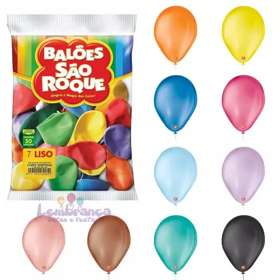 Balão 7 Polegadas Redondo São Roque C/50 Un Látex